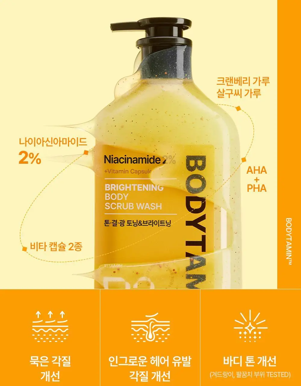 [NEW] 비욘드 바디타민 나이아신아마이드 B3 2% 비타 캡슐 브라이트닝 바디 스크럽 워시 500ml 상세페이지 13